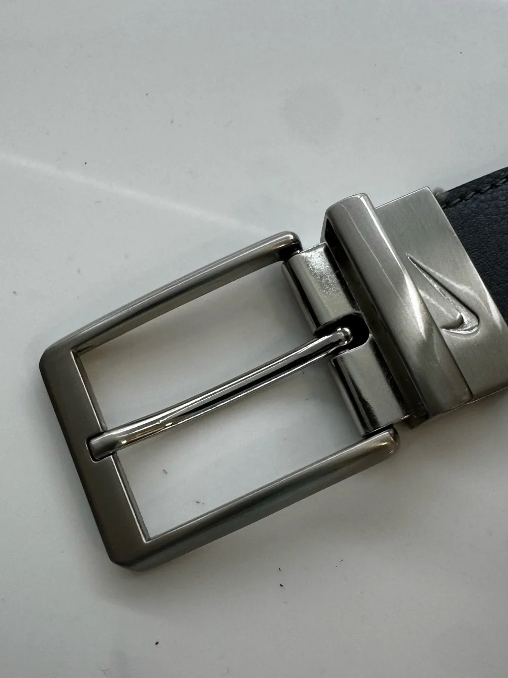 Nike Black Leather Belt with Silver Buckle